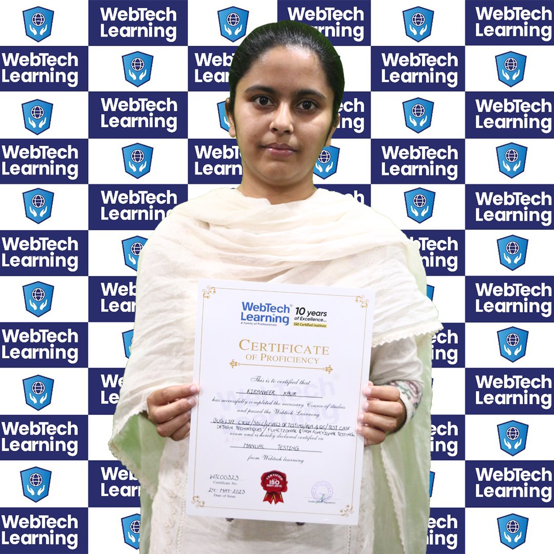 WebTechlearning Student Certificate Pics